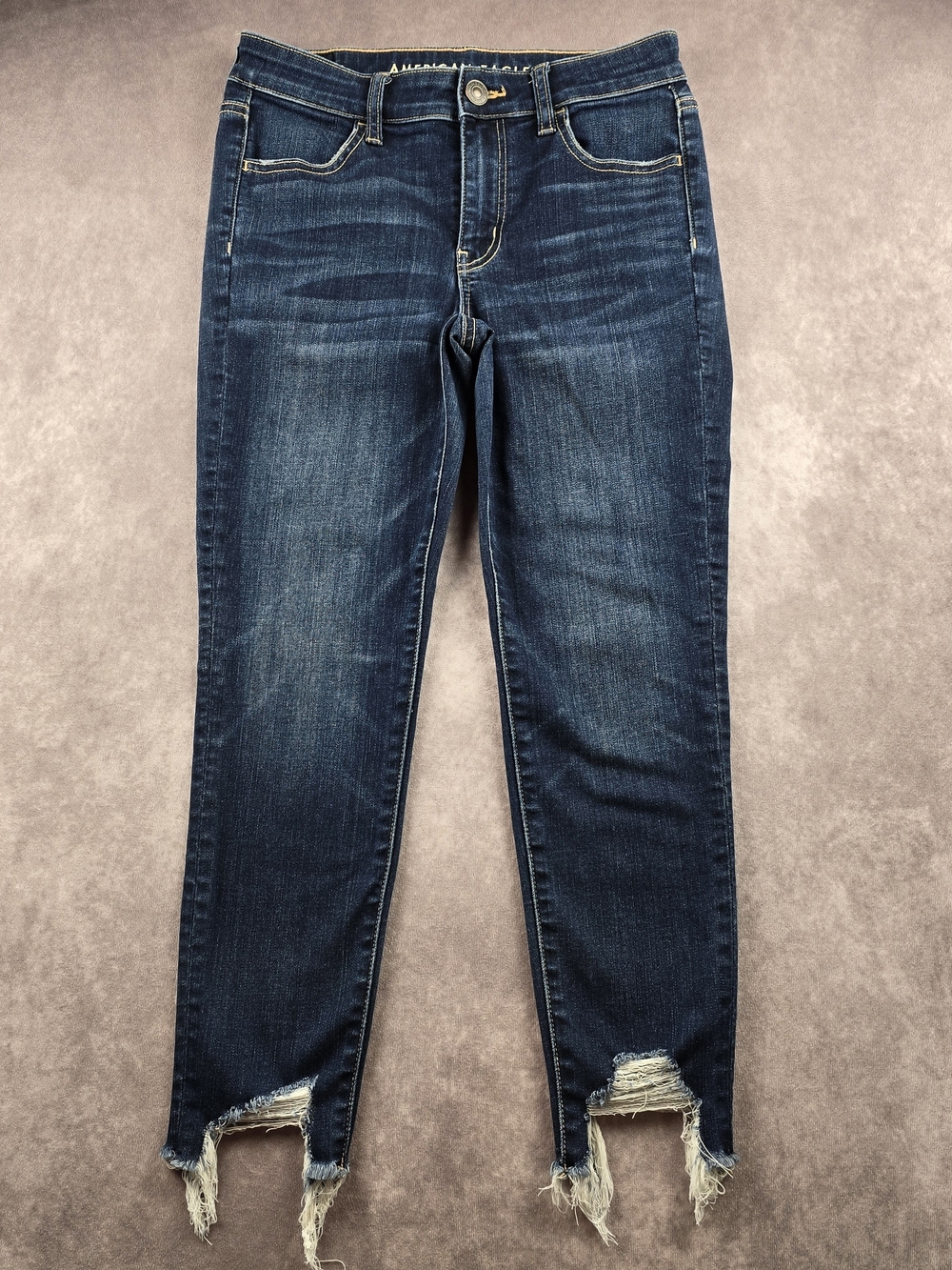 Dark Blue Distressed Hem Women’s Jeans
